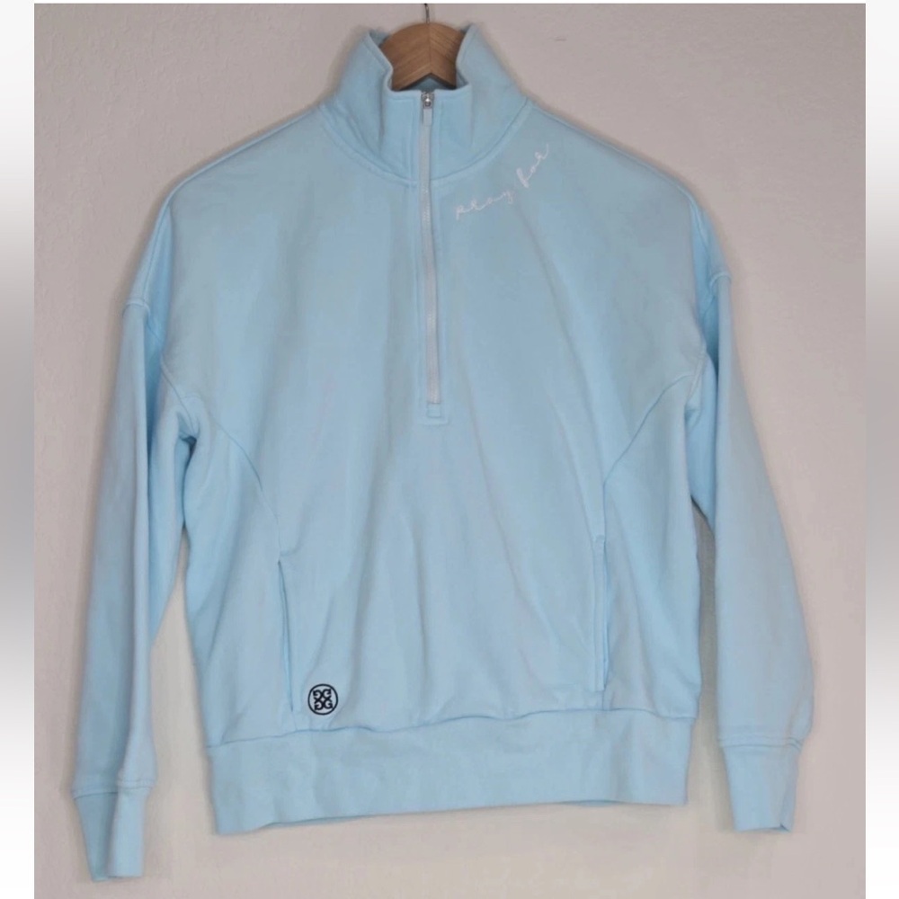 G/FORE Pray For Birdies Boxy 1/4 Zip Pullover Blue Size XS Womens